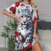 3d Print Short Sleeve Nightdress, Women's Casual Round Neck Sleepshirt Dress, Soft Milk Silk Lounge & Sleepwear_ecoleips.com