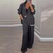 Women's Casual Blazer And Wide Leg Pants Set Two Piece Outfit Comfortable Loose Fit Long Sleeve Tops And Trousers For Office Daily Wear_ecoleips.com