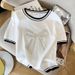 Women's Clothing Design Beaded Round Neck T Shirt Top Ice Silk Knit Sweater_ecoleips.com