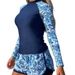Women's Clothing Women's Long Sleeve Tankini Swimsuit Double Layered Printed Racing Diving Suit Style Bikini Set_ecoleips.com