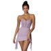 New European American Cross-border Pure-desire Dress, Collarless, Sweet Elegant, With Rhinestone Embellishments, Mesh,_ecoleips.com