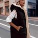 Women's Clothing Solid Color Hooded Cotton Vest Double Sided Slim Vest Plus Velvet Thick Top_ecoleips.com