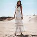 2023 Summer Bohemian Long Cross-Border Independent Station Hot-Selling Women's Lace Patchwork Flared Dress_ecoleips.com