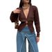 Diyun European And American Casual Simple Style Deep V High-End T-Shirt Sweater Women's Fashion 2025 Autumn_ecoleips.com