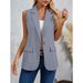 X 78068 Suit - Sleeveless Solid Color Blazer, New European And American Style For Cross-Border Sales_ecoleips.com