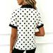 Color Block Placket Short Sleeve Shirt Women's Polka Dot Striped Summer Top Relaxed Everyday Wear Comfortable Feshion_ecoleips.com