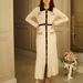 Women's French Elegant Style Polo Collar Dress Long Sleeve Knitted Base Dress Metal Buckle Detail Autumn Winter_ecoleips.com