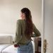 "Women's Floral Embroidered Knit Cardigan Sweater - Lightweight Long Sleeve Pullover With Button Front, Casual Elegant Round Neck Top"_ecoleips.com