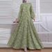 Cross-Border New Foreign Trade Plus Size Women's Floral Robe Vintage Sleeve Loose Long Dress Middle Eastern Style_ecoleips.com