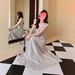 Plus-size Women's 2026 Summer New Fashion High-end Polka Dot With Pleated Waist, Slimming And Elegant Long Dress_ecoleips.com