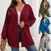 Women's Long Sleeved Solid Color Knitted Cardigan Top Loose Fit Autumn/Winter Outerwear For Plus Size Clothes_ecoleips.com