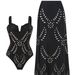 Women's One Piece Swimsuit European American Style Deep V Neck Push Up Backless Cover Skirt High End Beach Set Two Piece_ecoleips.com
