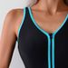 Women's High-Performance Zip-Up One-Piece Swimsuit – Sleek Monochrome Black, Competitive Fit For Swimming & Training (S/M/L/XL)_ecoleips.com