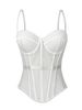 European And American Style Solid Color Fashion Bra Waist Slimming Mesh Camisole With Chest Pads For Outerwear Fishbone_ecoleips.com