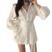 White Lantern-Sleeved Shirt With Mid-Length Waistband, Stylish And Niche Design For Women_ecoleips.com
