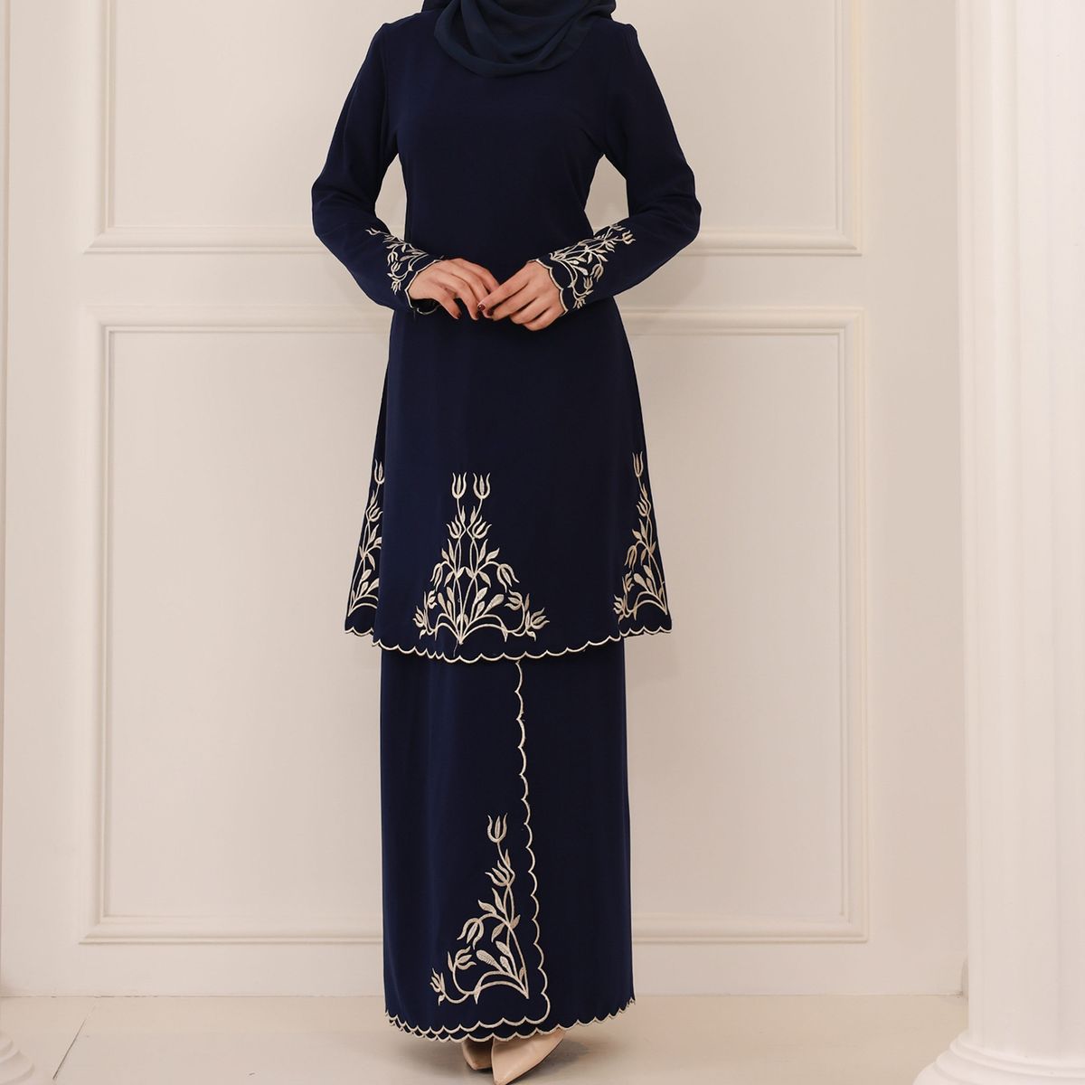 Voya Women's Clothing Malay Cotton Linen Blend Exquisite Embroidery Two-piece Set_ecoleips.com