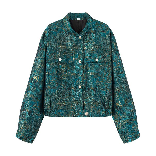 Aria Basics Aria Basics 2025 Autumn New Fashion European And American Long-Sleeve Jacket Coat Women's Cross-Border Metallic Textured Top_ecoleips.com