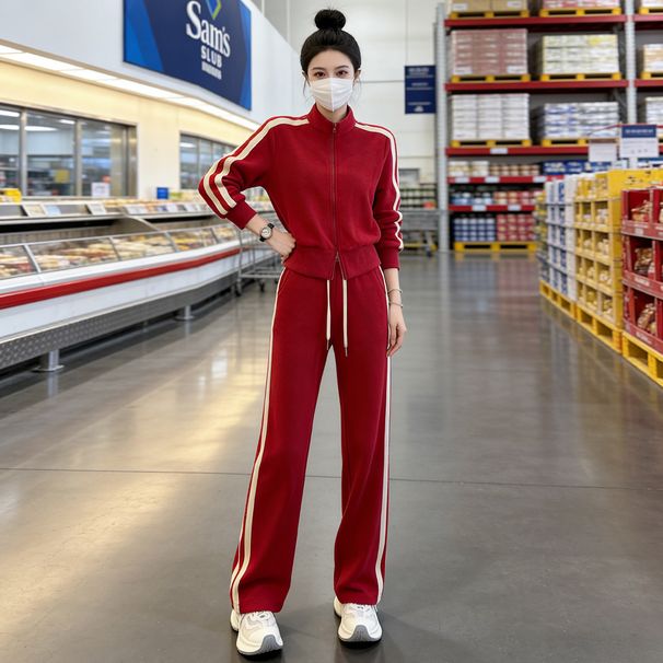 ng2510292 European-style Spring Fashion Age-reducing Two-piece Set: Women's Cardigan Jacket And High-end Straight-leg Trousers_ecoleips.com