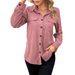 Autumn/Winter Flannel Collar Shirt With Retro Cardigan Pocket Design, Women's Outerwear_ecoleips.com