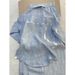 Women's Stylish Blue Polo Collar Long Sleeve Shirt & Wide Leg Pants Set - Casual Spring Outfit - Comfortable & Trendy_ecoleips.com
