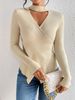 Women's Fashion Ins Style Simple Solid Color Design Sense V-neck Pullover Sweater_ecoleips.com