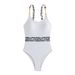 High-Waisted One-Piece Swimsuit for Women Slimming Retro Design Chain Detail Full Coverage Comfortable Fit_ecoleips.com