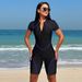 Women's Clothing New Short Sleeved Zipper Swimsuit One Piece Surfing Suit Diving Suit_ecoleips.com