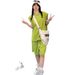 Women's Avocado Green Sporty Fashion Set High End Style Casual Loose Fit Two Piece Set for Couples Short Sleeved Shirt And Shorts_ecoleips.com