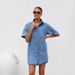 Women's Collared Shirt Dress Mid-Length Denim Short Sleeve Cardigan With Pocket Summer Fashion Cross Border Foreign Trade Clothing_ecoleips.com