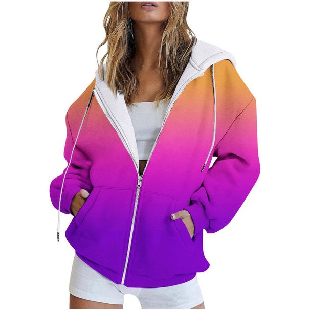 Women's 3D Print Zip-Up Hoodie Oversized Casual Sweatshirt Streetwear Fashion Pullover Long Sleeve Comfortable Fall Outerwear (European Sizing)_ecoleips.com