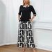 Women's Plus Size Office Elegance Two-Piece Set With Stripe Design Comfortable Knit Tops And Pants_ecoleips.com