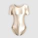 sexy Women Silky Glossy One-piece Japanese Swimsuit Oily Tights Shapewear Shiny Short Sleeve Bodysuit Men's Bathing Suits_ecoleips.com