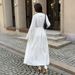 Women's Clothing High Waisted V Neck Long Sleeved Dress For Women Elegant Simple Style Spring Summer For Formal & Casual_ecoleips.com