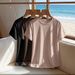 Women's Style Casual Round Neck Short Sleeve Plain Sports Top Solid Color Loose Three Piece T-Shirt Set_ecoleips.com