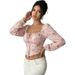 Women's French Style Floral Pullover Shirt Long Sleeved Casual Elegant Fashion Blouse for Autumn Spring Thin Polyester_ecoleips.com