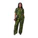 Women's Clothing Women's Printed Collared Trousers Set High Waisted Wide Leg Trousers Open Front Top Summer Fashion Elastic Short Sleeved_ecoleips.com