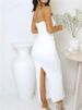 2025 Sexy Women Long Dress Ruched Sleeveless Slim Solid Summer Party Back Split Dress Clubwear Female Vestido Outfits_ecoleips.com