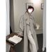 2026 Spring New Loose-Fit Korean Style Turn-Down Collar Trench Coat For Women, Double-Breasted Mid-Length Textured Coat,_ecoleips.com