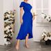 Autumn Women's Ruffled Side Slit Dress Round Neck Elegant Style_ecoleips.com