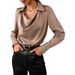 Women's Clothing Women's Work Wear Autumn New White Mature Tops Long Sleeves Women's Irregular Collar Drape Shirt_ecoleips.com