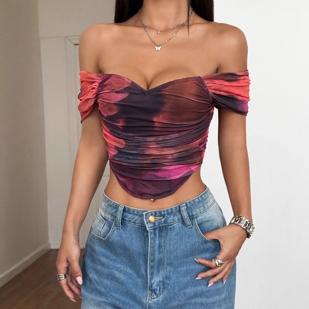 DiYun European And American Y2K Hot Girl Style Ruched Short-Sleeve T-Shirt Women's Clothing 2025_ecoleips.com