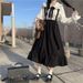 Korean Loose French Academy Style For Women, Mid-Length Student Strap Dress + Long Sleeve Shirt Set_ecoleips.com