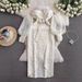 Purple Embossed Jacquard Lantern Long Sleeved Dress For Women French Temperament Pearl Button Waist Slimming Mini Dress Long Skirt_ecoleips.com