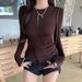 Spice Girl Slim Short Bottom Long Sleeve T-Shirt Sexy Figure Long Sleeve Bottom Top_ecoleips.com