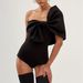 Women's Black & White Tube Top One-Piece Swimsuit With Bow - Stylish Bathing Suit For Women_ecoleips.com
