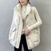 autumn and winter new Korean style down cotton vest women's loose outer wear large pocket embroidered vest jacket_ecoleips.com