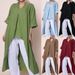 Women's Solid Color V Neck Shirt Long Sleeved Cotton Linen European American Shorter In Front Longer In Back_ecoleips.com