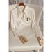 Women's White Acetate Satin Shirt Casual Elegant Fashion Office Lady Street Style Spring Autumn Chic Light Luxury Design Top_ecoleips.com