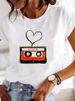 Eurean American Cross-border Foreign Trade Women's Clothing, Letter And Floral Print Round-neck Short-sleeve T-shirt_ecoleips.com