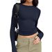 Cross-Border Autumn Long Sleeve Top Hot Girl Outerwear T-Shirt Women Pullover Round Neck Base Shirt Women's_ecoleips.com
